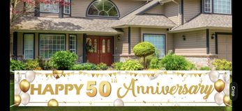 Large Happy 50th Anniversary Banner - 116” x 19” in Naperville, Illinois