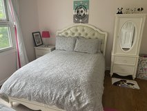 Girls Bedroom Set - Full Size – White Furniture with Tufted Bed – Great Condition – $300 OBO in Bolingbrook, Illinois