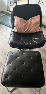 Comfy Black Chair with Footstool and Pillow in Stuttgart, GE