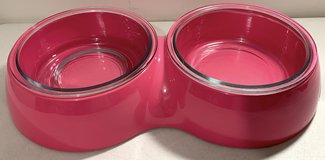 Like New! Bowl Mates Large Pet Double round Dog Dish w/ Glass Inserts in Naperville, Illinois