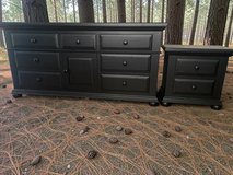 Large Broyhill Dresser & Nightstand 2pc Bedroom Set Solid Wood Black Satin New in Kingwood, Texas