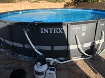 24’ above ground swimming pool and fire pit in Alamogordo, New Mexico