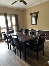 Solid Walnut Dining Table with Leaf & 8 Chairs – $750 in Houston, Texas
