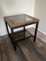 Metal End Table with Glass Top – $20 in Houston, Texas