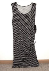 NEW $65 Torrid Black White Striped Ruched Dress Plus 3 3X 22-24 Super Soft Knits in Morris, Illinois