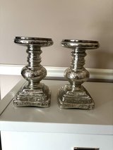 2 Pottery Barn Mercury Glass 9” Pillar Candle Holders in Naperville, Illinois