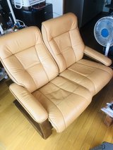 Beige Leather 2 Seater Recliner Sofa FOR SALE!!! in Okinawa, Japan