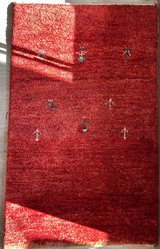 Red-Orange Fine Hand-knotted Rug in Stuttgart, GE