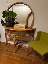 Bamboo wicker wood entry table and mirror in Ramstein, Germany