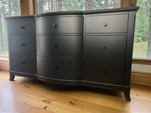 Large Raymour & Flanigan Dresser Solid Wood 9 Drawers 66x20x37 Black Satin New in Houston, Texas