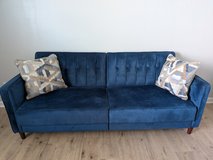 Blue Velvet Sofa/Futon in Clarksville, Tennessee