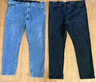 $10 for 2pr Men's 48x34" Blue & blk Wrangler Denim Jeans in Joliet, Illinois