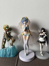 3 Anime figures: Rem from Re:Zero, Monster Hunter, and Magical Maid Girl in Stuttgart, GE