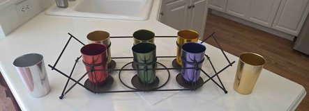 Vintage BASCAL Aluminum Tumbler Set 8 Cups Ferris Wheel Rotating Tier Caddy in Brookfield, Wisconsin