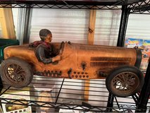 vintage Bugatti Grand Prix-style race car sculpture in Moody AFB, Georgia