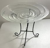 Vtg 13"H Bird Bath - Spiral pattern glass 15.5" Bowl w/ 11" metal Stand in Bolingbrook, Illinois