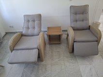 Two reclinable patio chairs and table in Wiesbaden, GE