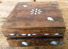 Cedar Case from India with Mother-of-Pearl & Copper Inlays:  5" x 5" x 2 1/3". in Ramstein, Germany
