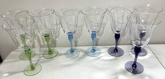 8 Block Crystal Melody water / wine Glasses - hand blown 9.25"H Goblet Set in Naperville, Illinois