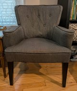Gray with black floral pattern accent armchair in Beaufort, South Carolina