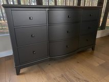 Large Raymour & Flanigan Dresser Solid Wood Black Satin 9 Drawers 66x20x37 New in Houston, Texas