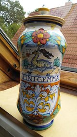 DeRuta Apothecary Jar from Italy:  13" tall x 5" diameter.  60+ Years old in Ramstein, Germany
