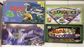 $12 for 4 Life Skills Kids Games - Cause & Effect - Riddle Master - Allowance & Bank Account in Joliet, Illinois