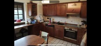 Kitchen with oven and 1 year old fridge and freezer in Ramstein, Germany