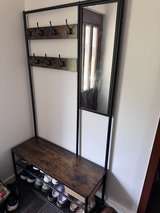 Industrial Entryway Hall Tree with Mirror & Shoe Bench in Stuttgart, GE