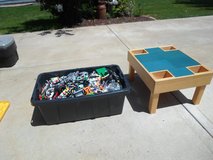 Large tub of legos and table in Oswego, Illinois