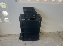Plastic shoe racks and baskets in Okinawa, Japan