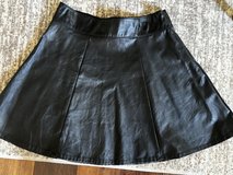 Black Faux Leather Skater Skirt with Side Zipper in Bolingbrook, Illinois