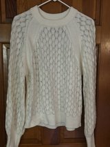 JustFab White Crewneck Open Weave Sweater-Medium in Wheaton, Illinois