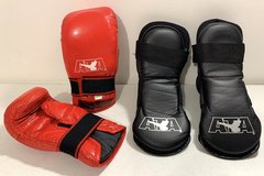 ATA Martial Arts Youth Sparring YL Gloves - Sz 7 Boots & Bonus equipment bag - Karate TaeKwonD... in Naperville, Illinois
