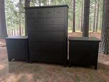 Large Tall Dresser & Nightstands 3pc Bedroom Set Black Satin New in Kingwood, Texas