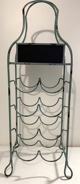 Vintage distressed green Metal 8 Bottle Wine Rack - Holder w/ handle - 29"H in Orland Park, Illinois