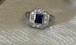 Antique platinum sapphire and diamond ring in Alamogordo, New Mexico
