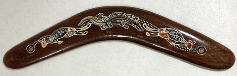 Vintage 90s Goondooloo wood returning Boomerang - Australia Aboriginal Design in Westmont, Illinois