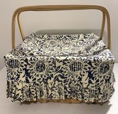 Vintage Picnic Basket- woven wood w/shelf & Fabric Cover in Joliet, Illinois