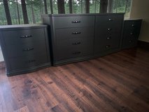 Huge Najarian Dresser & Nightstands 3pc Bedroom Set Solid Wood Black Satin New in Houston, Texas