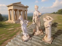 Greek Goddess, Hebe, Persephone, Aphrodite.  Tallest is 14 inches.Made by Stonelite, Rome Italy in Montgomery, Alabama