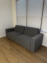 New Modern Floating Style Gray 3-Seater Sofa Linen Upholstered LED Light with Remote 85” in Chicago, Illinois