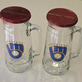 "2" Vintage Milwaukee Brewers "Mug O' Nuts" 7" Heavy Glass Mugs LIDS in Brookfield, Wisconsin
