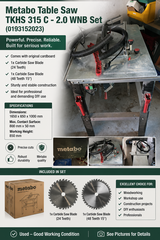 Metabo TKHS 315 C Table Saw – Sliding Table, Extensions & 2 Saw Blades in Ramstein, Germany