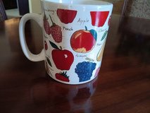 Extra large ceramic mug featuring wrap around apples, grapes, pears, cherries, etc in Alamogordo, New Mexico