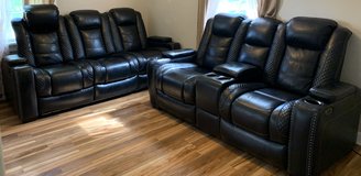 $100 Set - Reclining 85"Couch & 76" Love Seat - faux leather sofa - PU by Sun 7/26 - MOVING in Naperville, Illinois