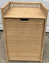 Vintage Wicker laundry Hamper - top shelf - drop front bin / basket *EUC* in Lockport, Illinois