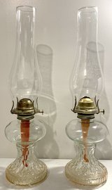 $25 Set - 2 Vintage P&A Mfr Eagle 18" glass Hurricane Oil Lamp / Lanterns *EUC* in Joliet, Illinois