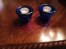 Vtg heavy Cobalt blue glass votive set in Alamogordo, New Mexico