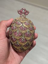 Gilded Ceramic Faberge Inspired Egg Ornament in Okinawa, Japan